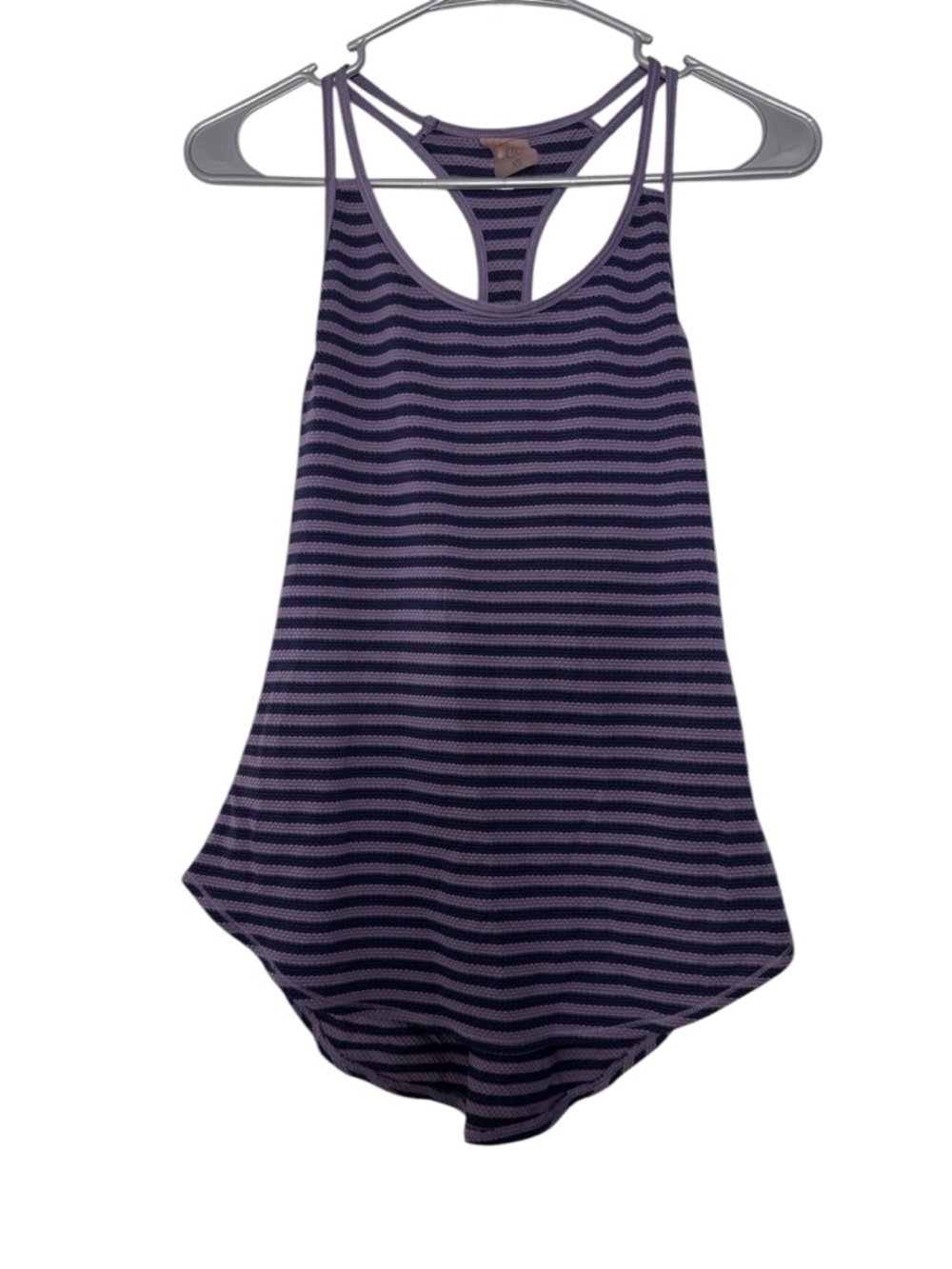 Calia by Carrie Underwood Striped Racerback Tank Top in Purple and Black XS